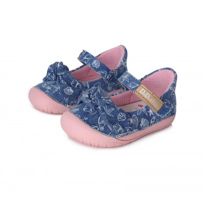 D.D. step barefoot dievčenská detská plátená obuv 070-108 Royal Blue